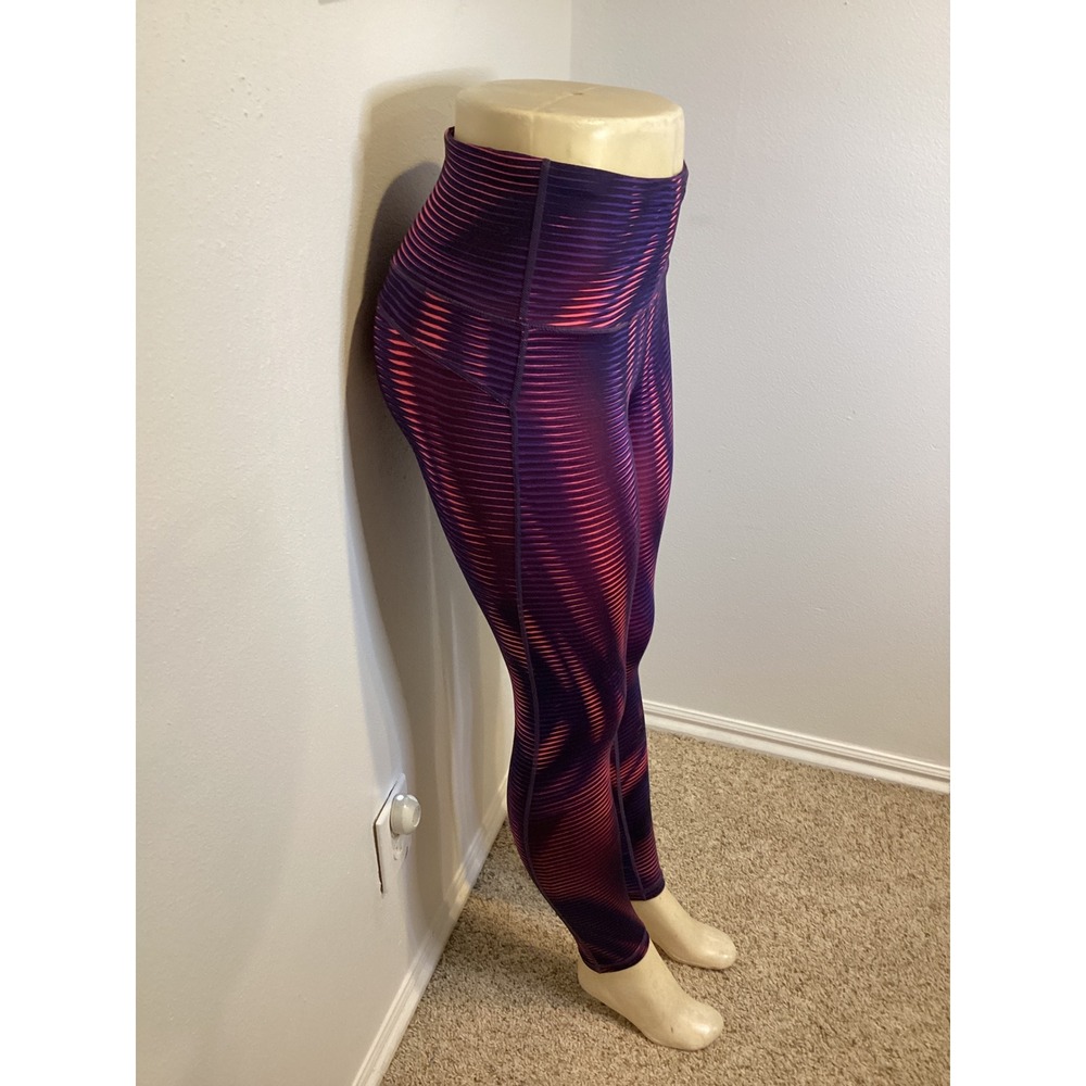 GapFit Womens Leggings Purple‎ Pink Abstract Stripe Athleisure Size S - Picture 2 of 7